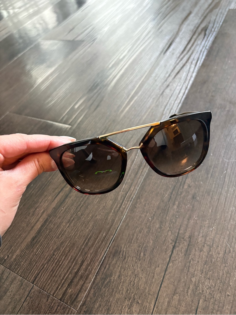 Prada Tortoiseshell and Gold Cat-Eye Sunglasses with Brown Lenses